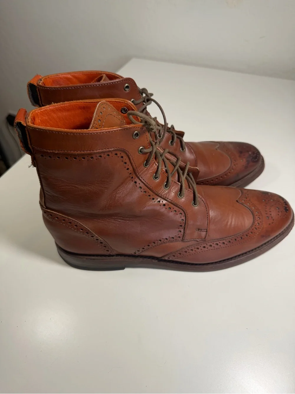 Allen Edmonds Men’s Leather Wingtip Brogue Lace-Up Boots Size 9.5 D